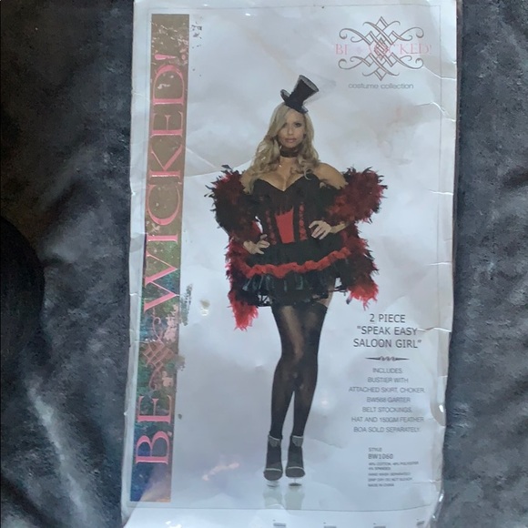 BeWicked Saloon Girl Costume - Red & Black Dress (Size M/L) - Picture 4 of 6